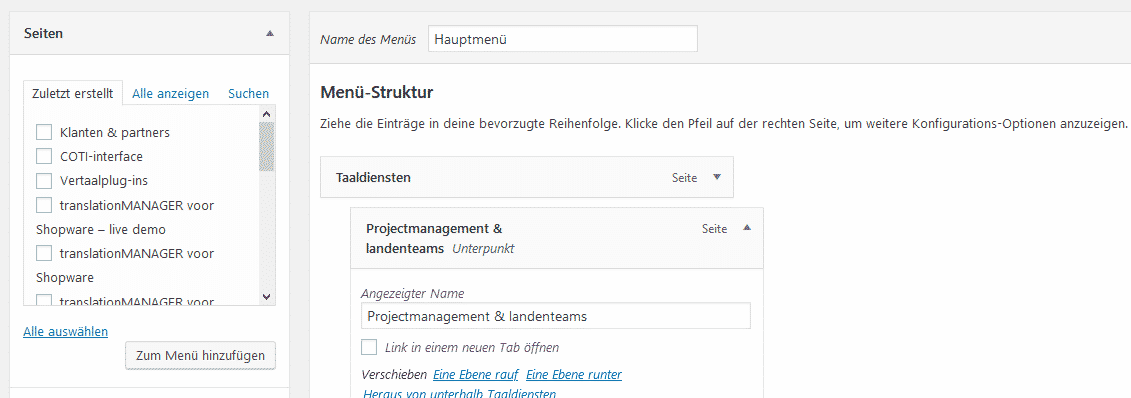 WordPress-Menüs übersetzen